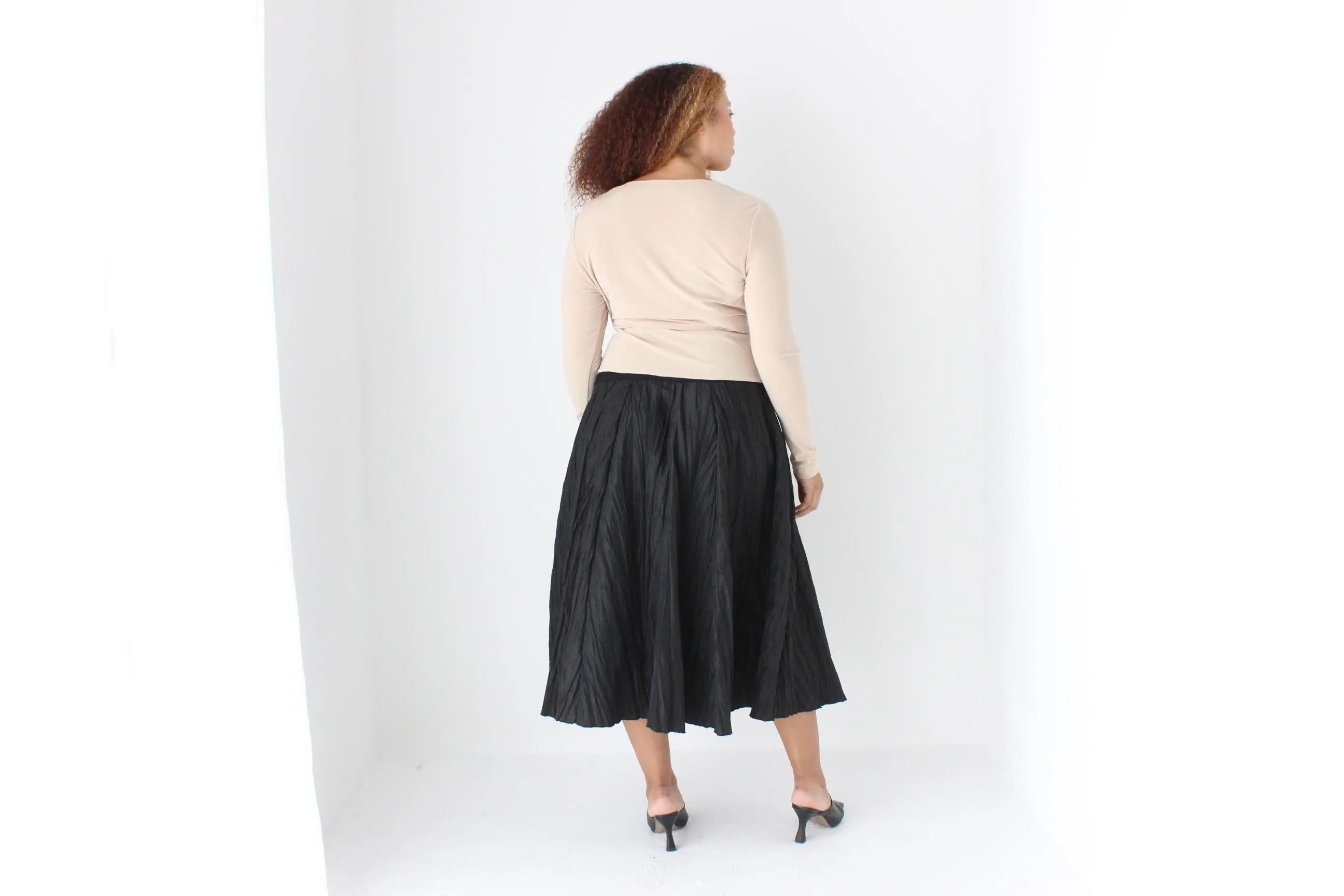 Y2K Stretch Neutral Sexy V Neck Plunge 'Wrap' Top