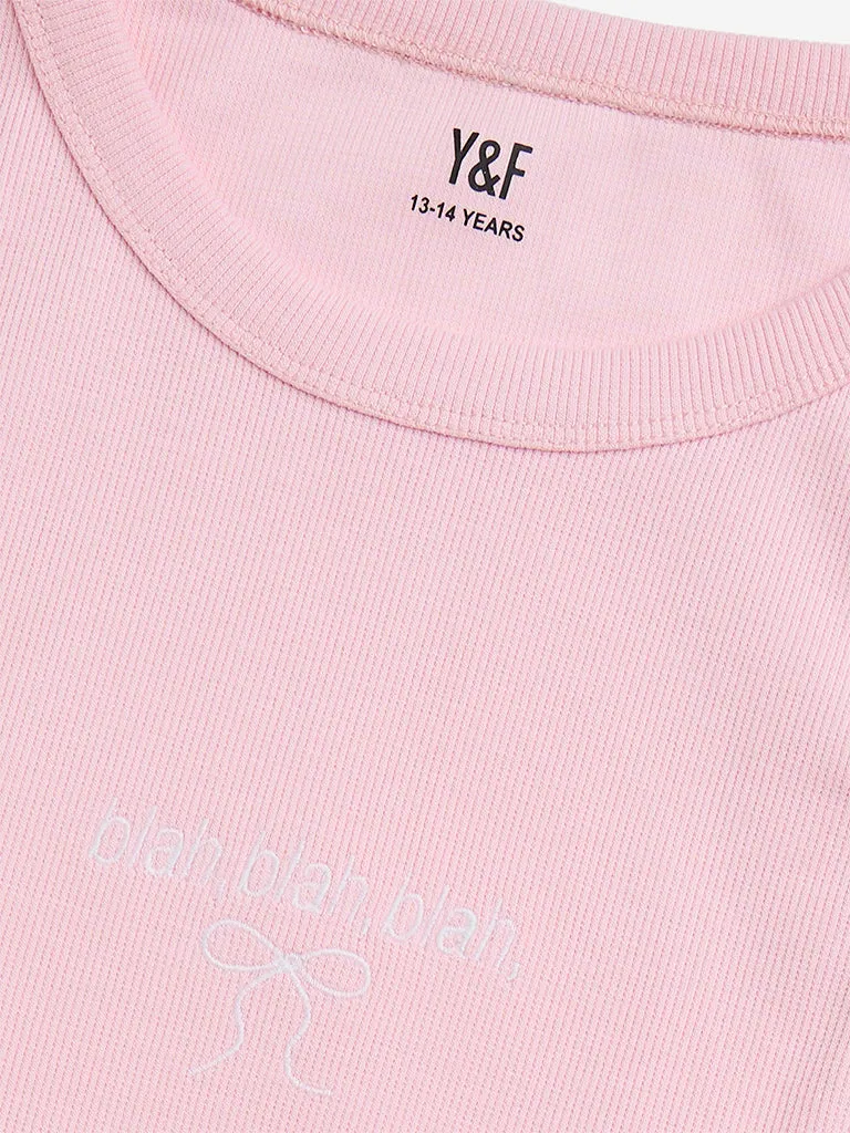 Y&F Kids Pink Ribbed Cotton-Blend Tank Top